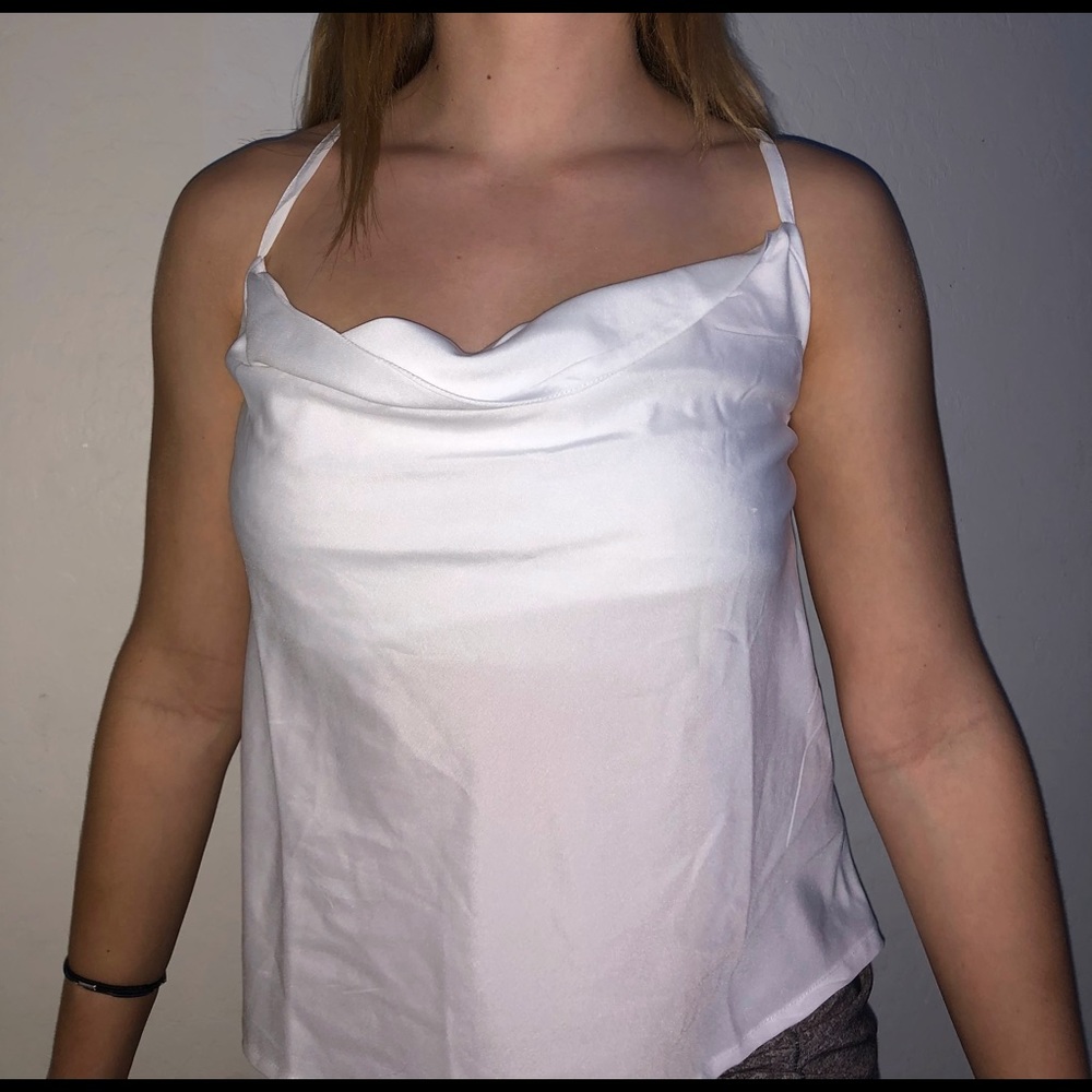 Boohoo white cow neck top